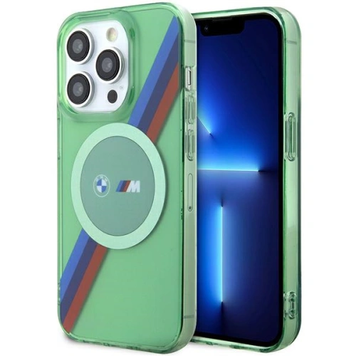 Kup Case BMW BMHMP15LHDTN Apple iPhone 15 Pro Hardcase M Tricolor Stripes MagSafe grün/green - BMW641 - {ean13} - Sklep Home Screen