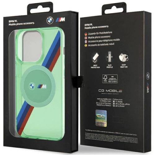 Kup Case BMW BMHMP15LHDTN Apple iPhone 15 Pro Hardcase M Tricolor Stripes MagSafe grün/green - BMW641 - {ean13} - Sklep Home Screen