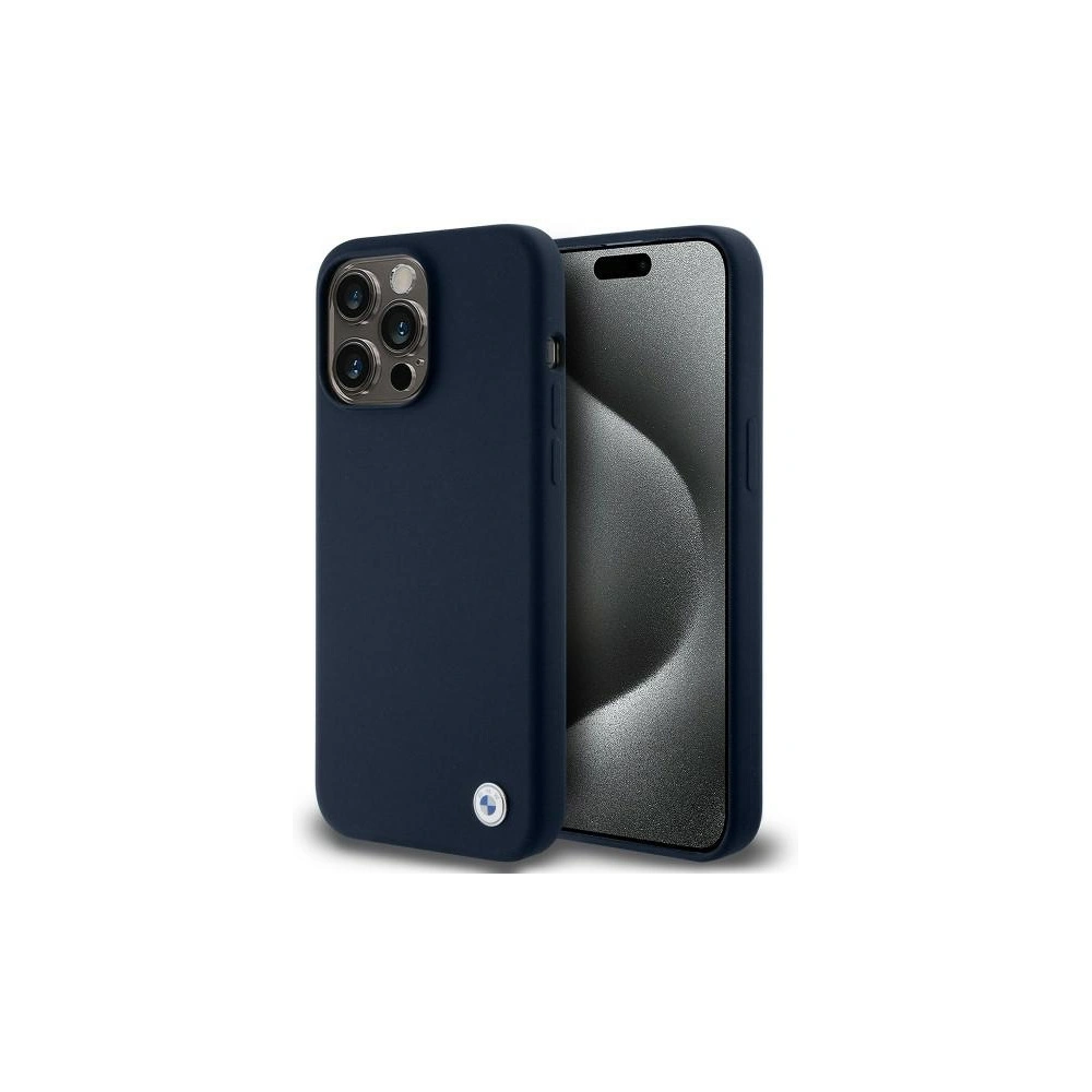 Etui BMW BMHCP15LSILNA Apple iPhone 15 Pro hardcase Silicone Metal Logo granatowy/navy