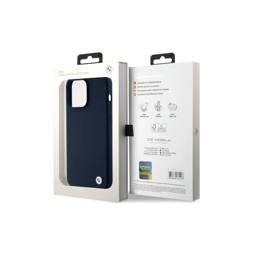 Etui BMW BMHCP15LSILNA Apple iPhone 15 Pro hardcase Silicone Metal Logo granatowy/navy