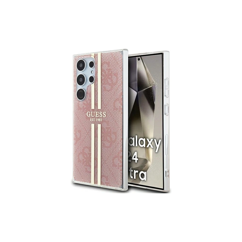 Etui Guess GUHCS24LH4PSEGP Samsung Galaxy S24 Ultra hardcase IML 4G Gold Stripe różowy/pink