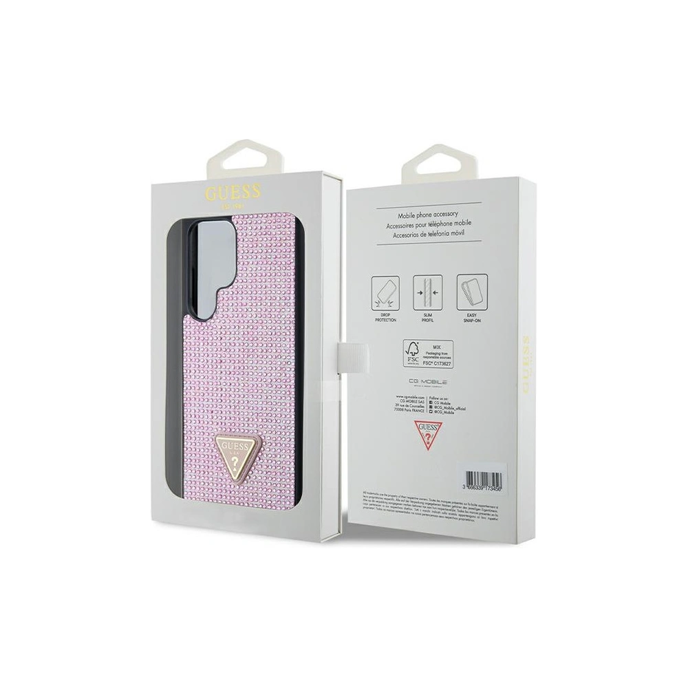 Etui Guess GUHCS24LHDGPPP Samsung Galaxy S24 Ultra hardcase Rhinestone Triangle różowy/pink