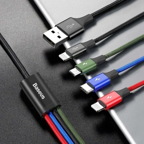 Kup Kabel USB Baseus Fast 4w1 USB-C / 2x Lightning / Micro 3,5A 1,2m (czarny) - BSU635BLK - {ean13} - Sklep Home Screen