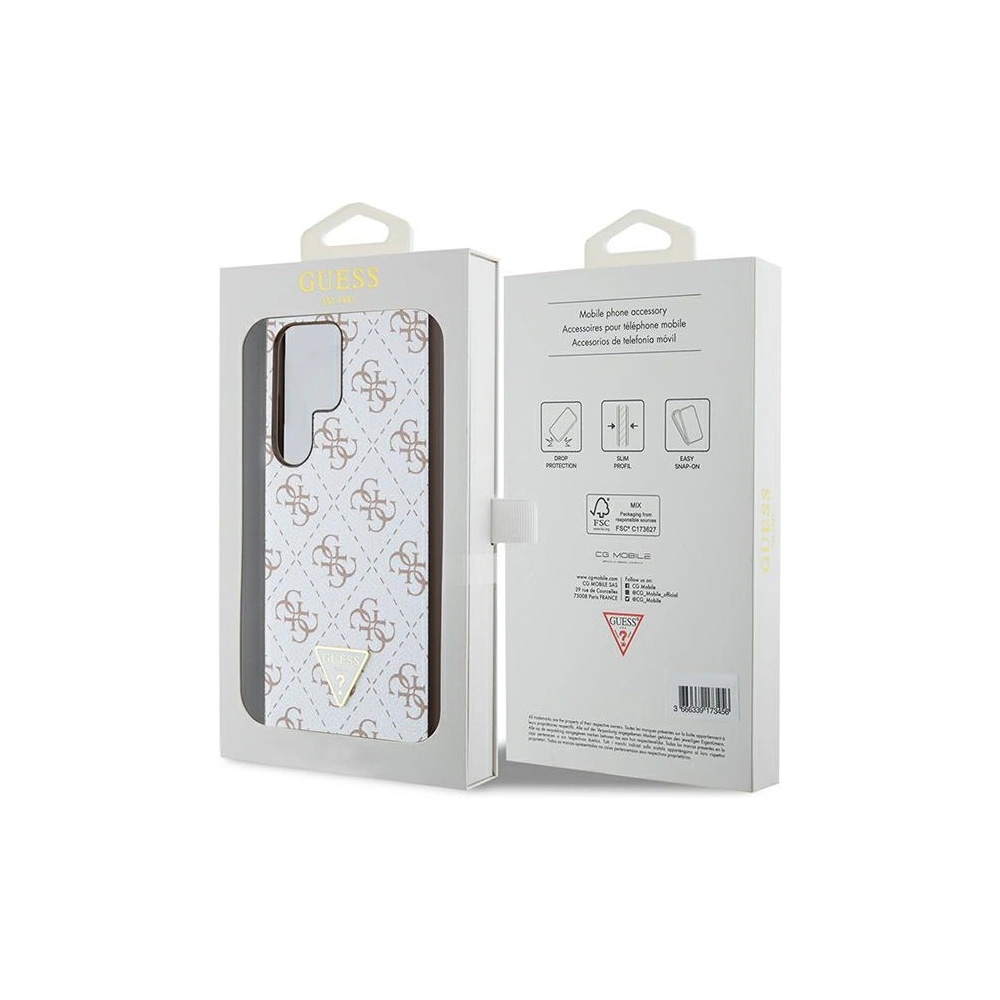 Etui Guess GUHCS24LPG4GPH Samsung Galaxy S24 Ultra hardcase 4G Triangle biały/white
