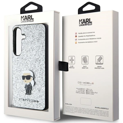 Buy Karl Lagerfeld KLHCS24SGCNPSG Samsung Galaxy S24 hardcase Fixed Glitter Ikonik Logo Metal Pin silver - KLD1915 - {ean13} - Home Screen Store Europe