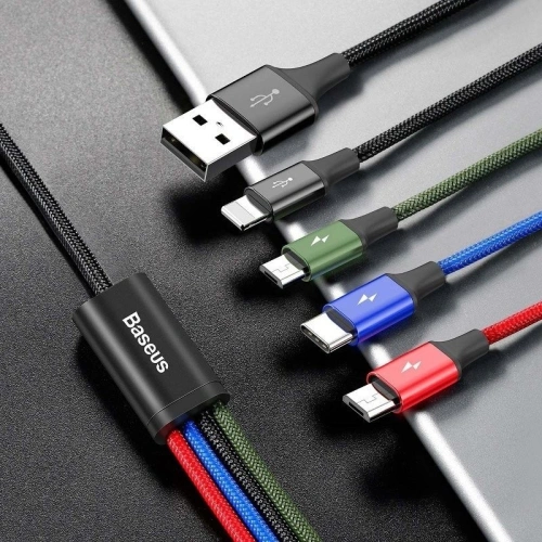 Kup Baseus USB-Kabel Fast 4in1 USB-C / Lightning / 2x Micro 3.5A 1.2m (schwarz) - BSU636BLK - {ean13} - Sklep Home Screen