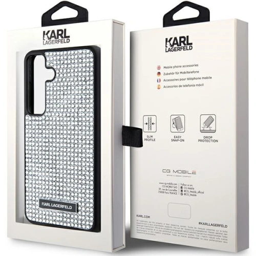 Kup Case Karl Lagerfeld KLHCS24SHDSPRS Samsung Galaxy S24 Hardcase mit Strass Metall-Logo silber - KLD1918 - {ean13} - Sklep Home Screen