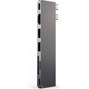 Kup Adapter Satechi Pro Slim MacBook Hub 2xUSB-C / 2xUSB-A, USB-C, USB-C USB4, HDMI, SD/microSD, space grey - STH101 - {ean13} - Sklep Home Screen