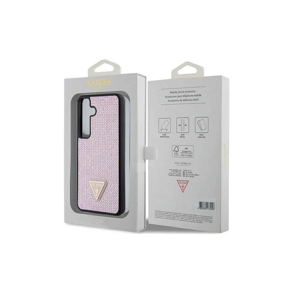 Etui Guess GUHCS24SHDGPPP Samsung Galaxy S24 hardcase Rhinestone Triangle różowy/pink