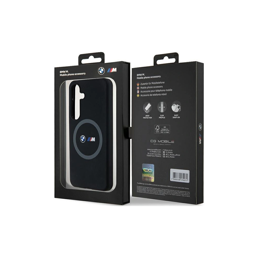 Etui BMW BMHMS24S23SROK Samsung Galaxy S24 hardcase M Silicone Printed Ring MagSafe czarny/black