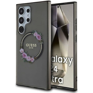 Buy Guess GUHMS24LHFWFCK Samsung Galaxy S24 Ultra hardcase IML Flowers Wreath MagSafe black - GUE3351 - {ean13} - Home Screen Store Europe
