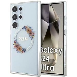Buy Guess GUHMS24LHFWFCT Samsung Galaxy S24 Ultra hardcase IML Flowers Wreath MagSafe transparent - GUE3352 - {ean13} - Home Screen Store Europe