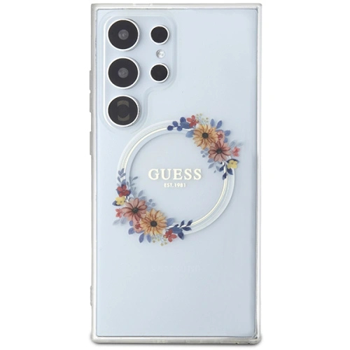 Kup Etui Guess GUHMS24LHFWFCT Samsung Galaxy S24 Ultra hardcase IML Flowers Wreath MagSafe průhledný/transparentní - GUE3352 - {ean13} - Sklep Home Screen