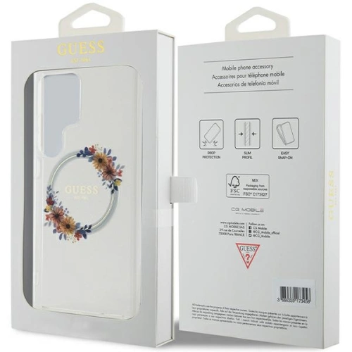 Kup Etui Guess GUHMS24LHFWFCT Samsung Galaxy S24 Ultra hardcase IML Flowers Wreath MagSafe průhledný/transparentní - GUE3352 - {ean13} - Sklep Home Screen