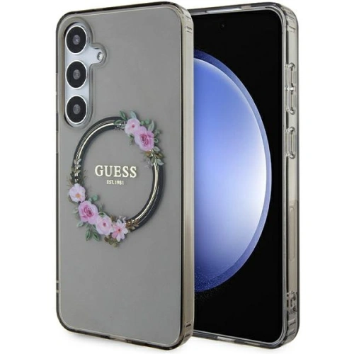 Kup Case Guess GUHMS24MHFWFCK Samsung Galaxy S24+ Plus Hardcase IML Flowers Wreath MagSafe schwarz/black - GUE3353 - {ean13} - Sklep Home Screen