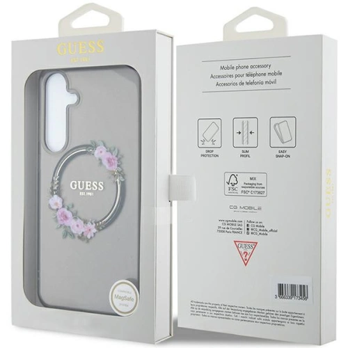 Kup Case Guess GUHMS24MHFWFCK Samsung Galaxy S24+ Plus Hardcase IML Flowers Wreath MagSafe schwarz/black - GUE3353 - {ean13} - Sklep Home Screen