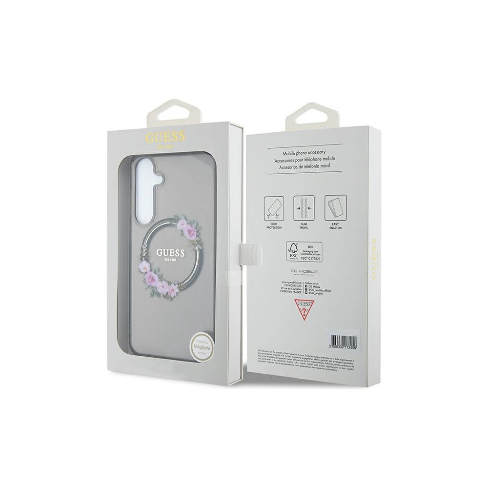 Etui Guess GUHMS24MHFWFCK Samsung Galaxy S24+ Plus hardcase IML Flowers Wreath MagSafe czarny/black