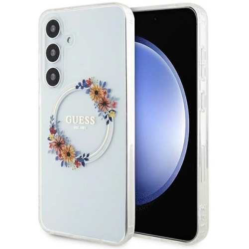 Kup Case Guess GUHMS24MHFWFCT Samsung Galaxy S24+ Plus Hardcase IML Blumenkranz MagSafe transparent - GUE3354 - {ean13} - Sklep Home Screen