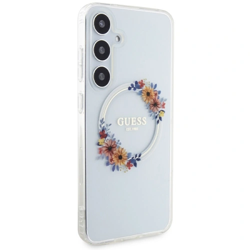 Kup Case Guess GUHMS24MHFWFCT Samsung Galaxy S24+ Plus Hardcase IML Blumenkranz MagSafe transparent - GUE3354 - {ean13} - Sklep Home Screen