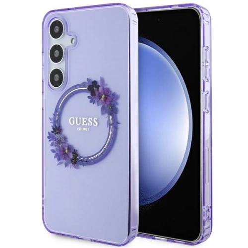 Kup Case Guess GUHMS24MHFWFCU Samsung Galaxy S24+ Plus Hardcase IML Flowers Wreath MagSafe lila/purple - GUE3355 - {ean13} - Sklep Home Screen
