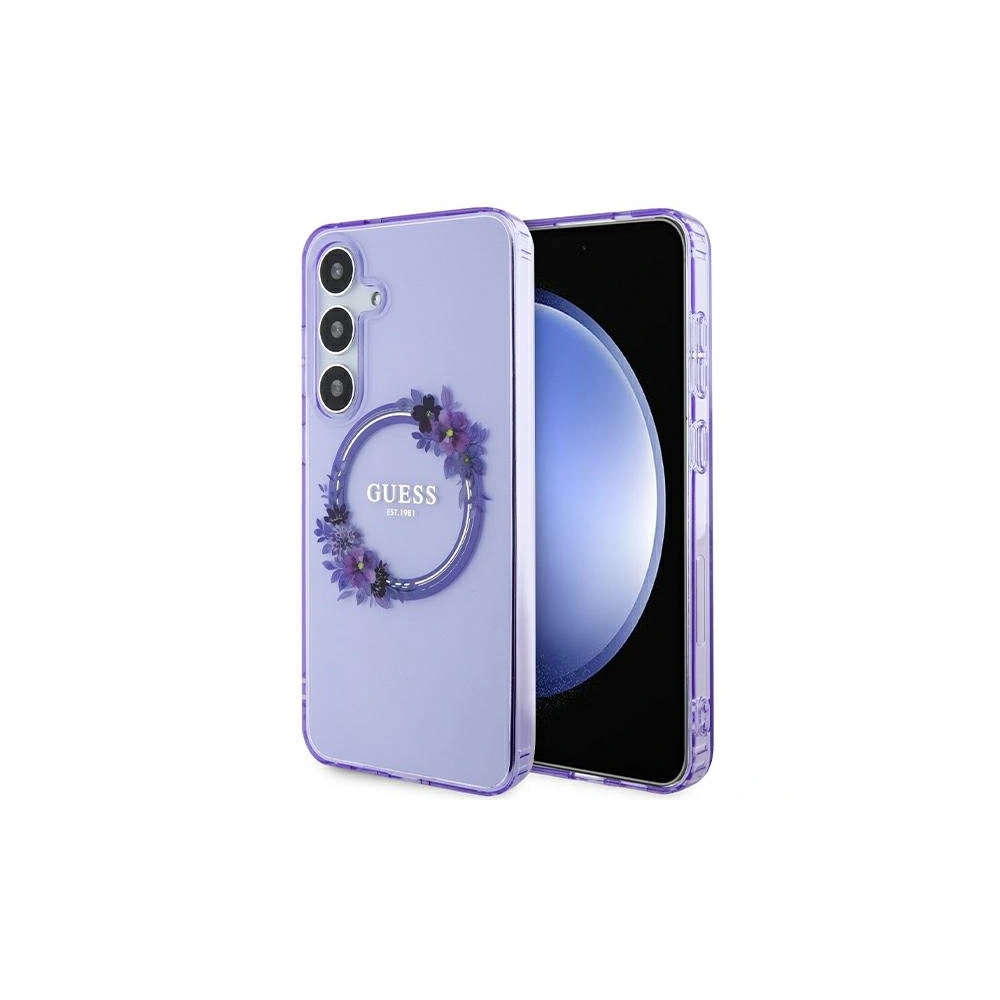 Etui Guess GUHMS24MHFWFCU Samsung Galaxy S24+ Plus hardcase IML Flowers Wreath MagSafe fioletowy/purple