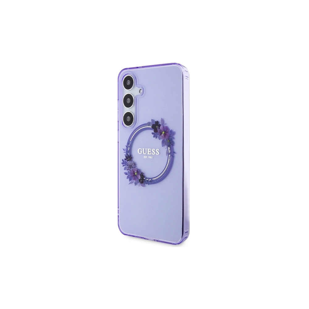Etui Guess GUHMS24MHFWFCU Samsung Galaxy S24+ Plus hardcase IML Flowers Wreath MagSafe fioletowy/purple