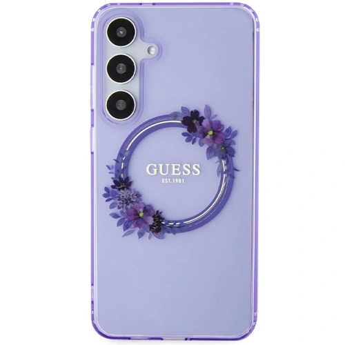 Kup Case Guess GUHMS24MHFWFCU Samsung Galaxy S24+ Plus Hardcase IML Flowers Wreath MagSafe lila/purple - GUE3355 - {ean13} - Sklep Home Screen