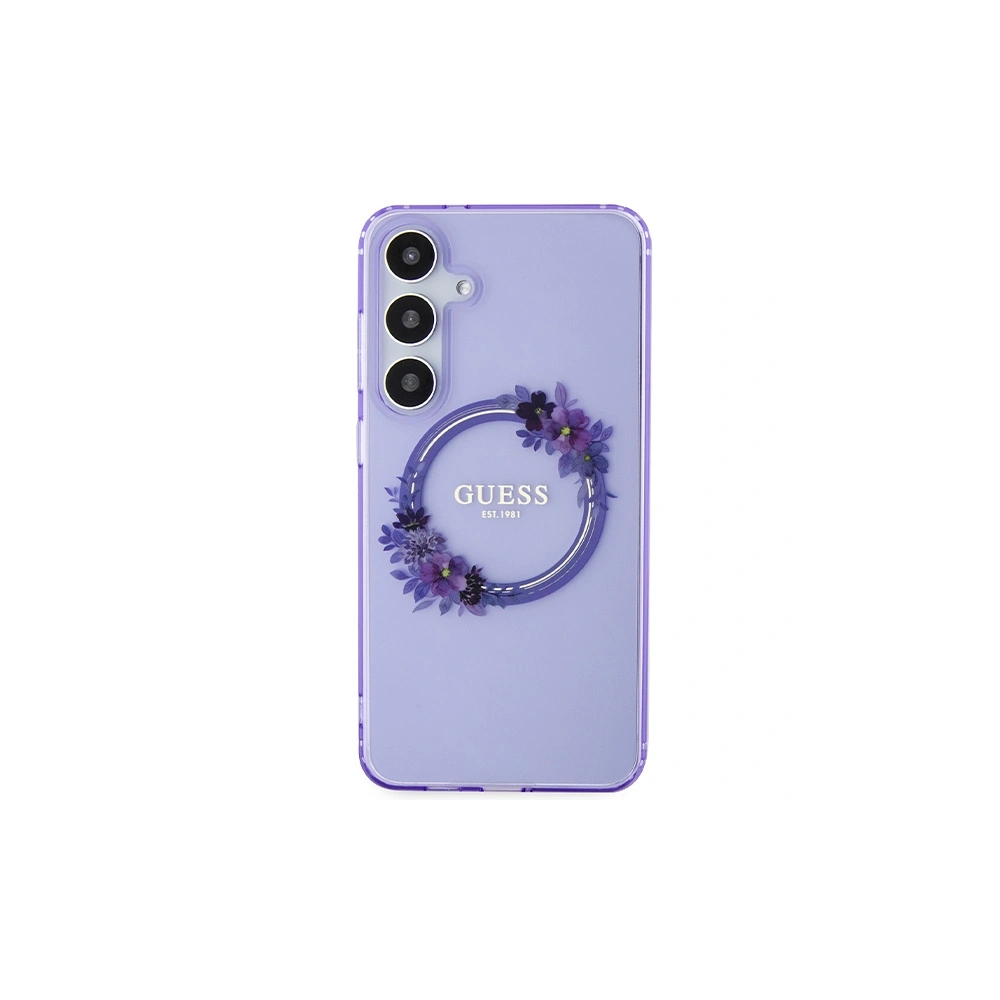 Etui Guess GUHMS24MHFWFCU Samsung Galaxy S24+ Plus hardcase IML Flowers Wreath MagSafe fioletowy/purple