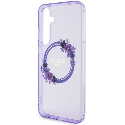 Kup Case Guess GUHMS24MHFWFCU Samsung Galaxy S24+ Plus Hardcase IML Flowers Wreath MagSafe lila/purple - GUE3355 - {ean13} - Sklep Home Screen