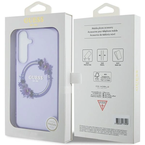 Kup Case Guess GUHMS24MHFWFCU Samsung Galaxy S24+ Plus Hardcase IML Flowers Wreath MagSafe lila/purple - GUE3355 - {ean13} - Sklep Home Screen