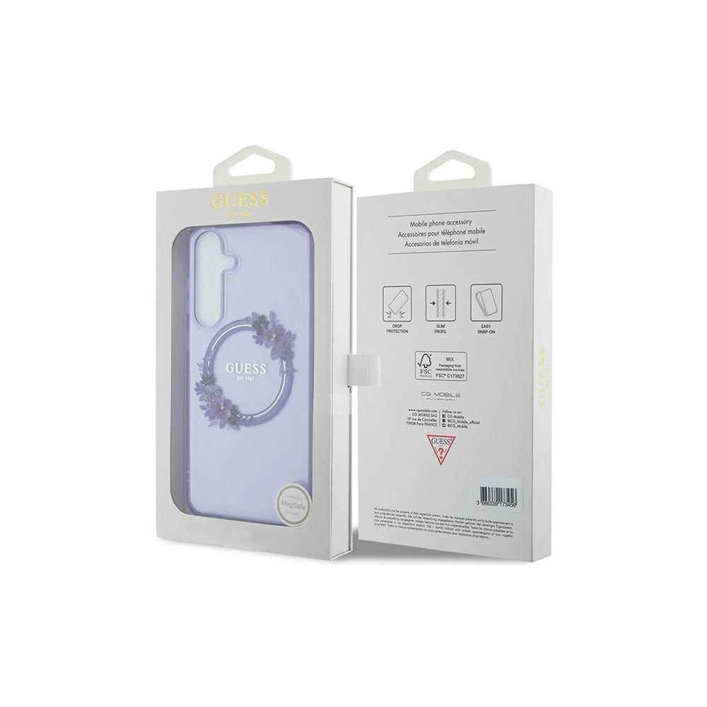 Etui Guess GUHMS24MHFWFCU Samsung Galaxy S24+ Plus hardcase IML Flowers Wreath MagSafe fioletowy/purple