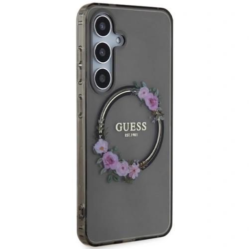 Kup Etui Guess GUHMS24SHFWFCK Samsung Galaxy S24 kemény tok IML Virágkoszorú MagSafe fekete/black - GUE3356 - {ean13} - Sklep Home Screen