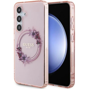 Kup Case Guess GUHMS24SHFWFCP Samsung Galaxy S24 Hardcase IML Flowers Wreath MagSafe rosa/pink - GUE3357 - {ean13} - Sklep Home Screen