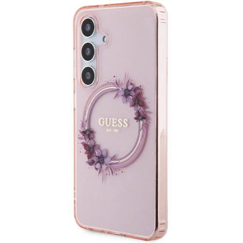 Kup Case Guess GUHMS24SHFWFCP Samsung Galaxy S24 Hardcase IML Flowers Wreath MagSafe rosa/pink - GUE3357 - {ean13} - Sklep Home Screen