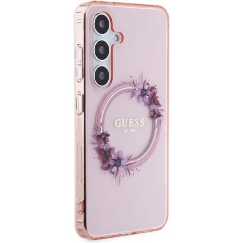 Kup Case Guess GUHMS24SHFWFCP Samsung Galaxy S24 Hardcase IML Flowers Wreath MagSafe rosa/pink - GUE3357 - {ean13} - Sklep Home Screen
