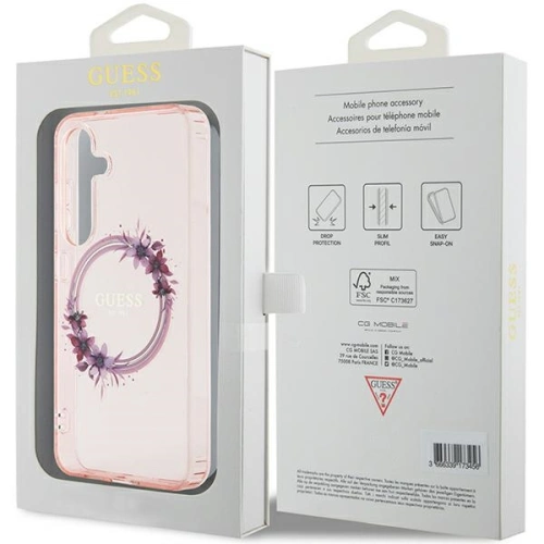 Kup Etui Guess GUHMS24SHFWFCP Samsung Galaxy S24 hardcase IML Flowers Wreath MagSafe różowy/pink - GUE3357 - {ean13} - Sklep Home Screen