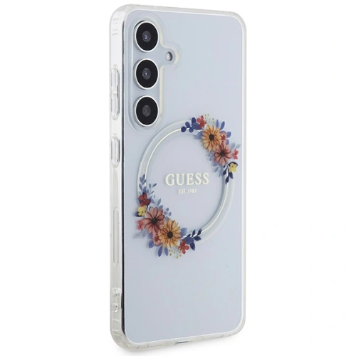 Kup Case Guess GUHMS24SHFWFCT Samsung Galaxy S24 Hardcase IML Blumenkranz MagSafe transparent - GUE3358 - {ean13} - Sklep Home Screen