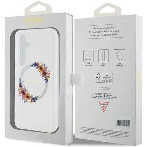 Kup Case Guess GUHMS24SHFWFCT Samsung Galaxy S24 Hardcase IML Blumenkranz MagSafe transparent - GUE3358 - {ean13} - Sklep Home Screen