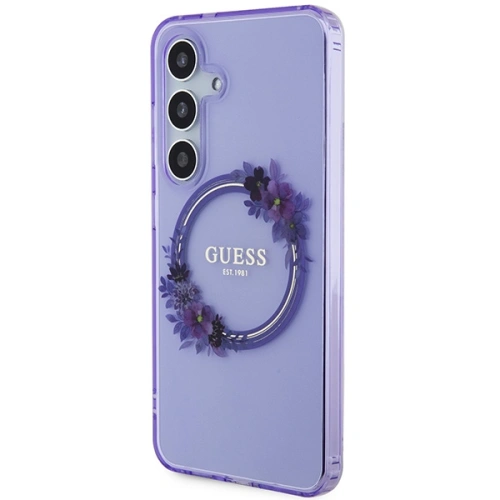Buy Guess GUHMS24SHFWFCU Samsung Galaxy S24 hardcase IML Flowers Wreath MagSafe purple - GUE3359 - {ean13} - Home Screen Store Europe