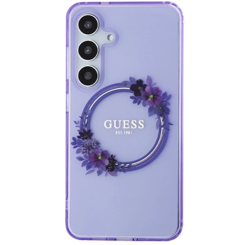 Kup Etui Guess GUHMS24SHFWFCU Samsung Galaxy S24 hardcase IML Flowers Wreath MagSafe fioletowy/purple - GUE3359 - {ean13} - Sklep Home Screen