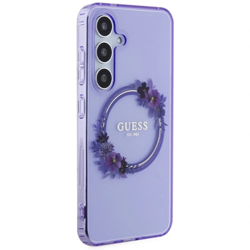Buy Guess GUHMS24SHFWFCU Samsung Galaxy S24 hardcase IML Flowers Wreath MagSafe purple - GUE3359 - {ean13} - Home Screen Store Europe