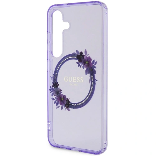 Kup Etui Guess GUHMS24SHFWFCU Samsung Galaxy S24 hardcase IML Flowers Wreath MagSafe fioletowy/purple - GUE3359 - {ean13} - Sklep Home Screen