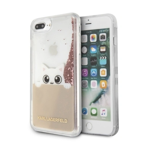 Kup Karl Lagerfeld KLHCI8LPABGNU iPhone 7/8 Plus rozie-aurie/coroană de aur roz carcasă dură Liquid Glitter - KLD095RS - {ean13} - Sklep Home Screen