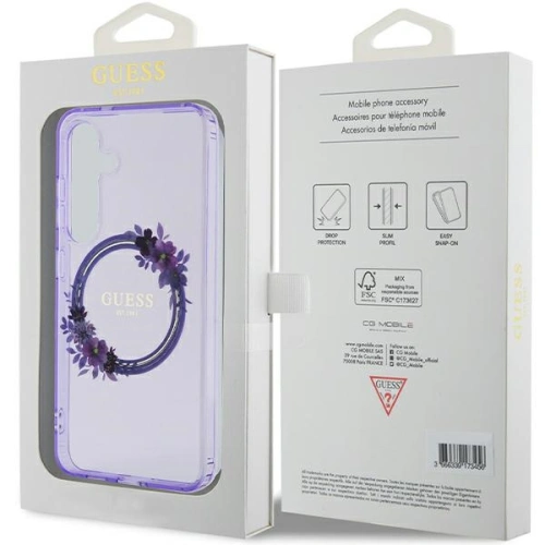Buy Guess GUHMS24SHFWFCU Samsung Galaxy S24 hardcase IML Flowers Wreath MagSafe purple - GUE3359 - {ean13} - Home Screen Store Europe