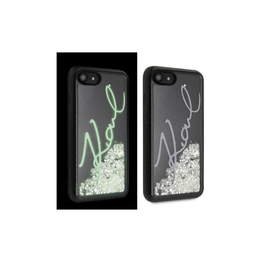Karl Lagerfeld KLHCI8PH2IR Apple iPhone SE 2022/SE 2020/8/7 czarny/black Glitter Signature - Glow in the dark