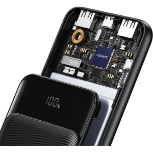 Powerbank USAMS US-CD202 30000mAh microUSB, USB-A, USB-C, 10W z wyświetlaczem czarny/black
