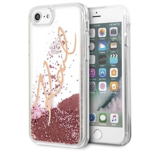 Kup Karl Lagerfeld KLHCI8SGPI Apple iPhone SE 2022/SE 2020/8/7 rozie-aurie/coroană de aur roză carcasă dură Signature Liquid Glitter - KLD105RS - {ean13} - Sklep Home Screen