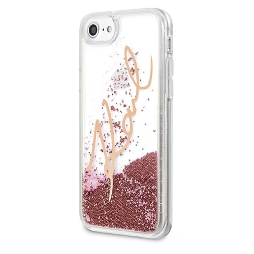 Kup Karl Lagerfeld KLHCI8SGPI Apple iPhone SE 2022/SE 2020/8/7 rozie-aurie/coroană de aur roză carcasă dură Signature Liquid Glitter - KLD105RS - {ean13} - Sklep Home Screen