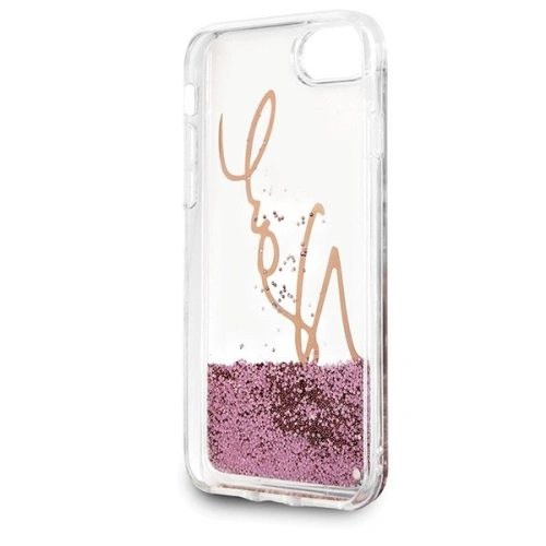 Kup Karl Lagerfeld KLHCI8SGPI Apple iPhone SE 2022/SE 2020/8/7 rozie-aurie/coroană de aur roză carcasă dură Signature Liquid Glitter - KLD105RS - {ean13} - Sklep Home Screen