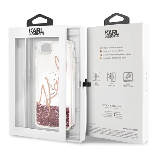 Kup Karl Lagerfeld KLHCI8SGPI Apple iPhone SE 2022/SE 2020/8/7 rozie-aurie/coroană de aur roză carcasă dură Signature Liquid Glitter - KLD105RS - {ean13} - Sklep Home Screen